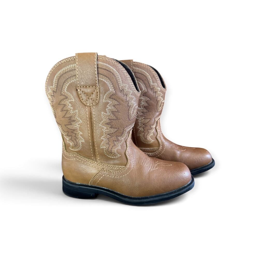 BOYS COGNAC COWBOY BOOTS SIZE 9